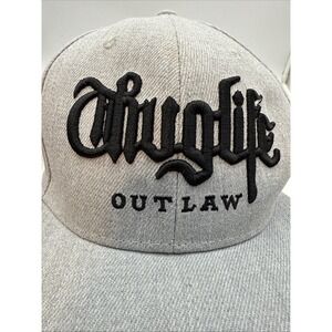 CAP HAT THUG~LIFE Outlaw - Embroidered Snapback Flat Bill (Brushed Gray) 2PAC